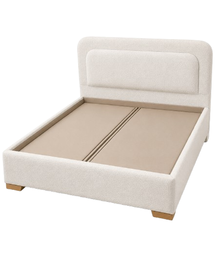 Cream Upholstered Platform Bed