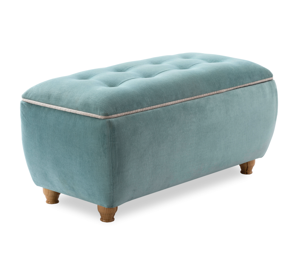Aqua Tufted Storage Ottoman