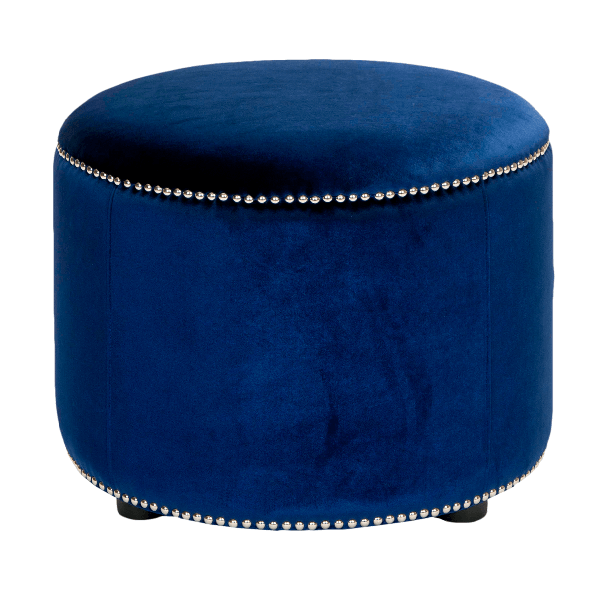 Blue Velvet Round Ottoman