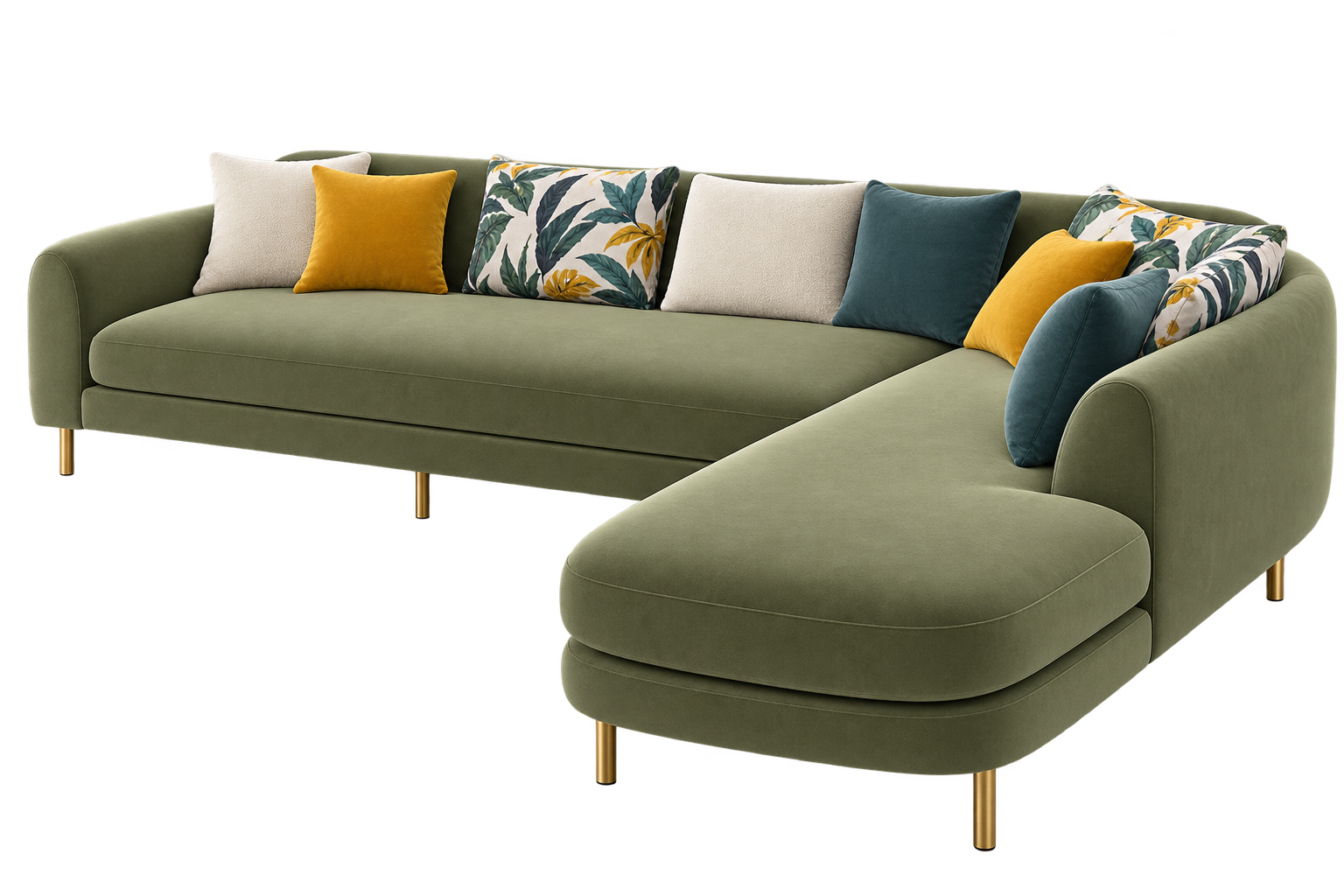Olive Green Curved Sofa Sectional