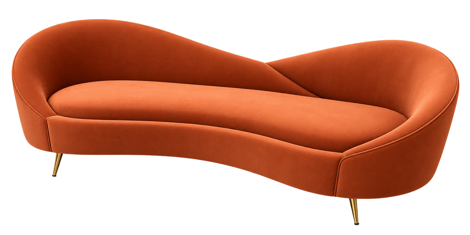 Orange Sculptural Curved Sofa