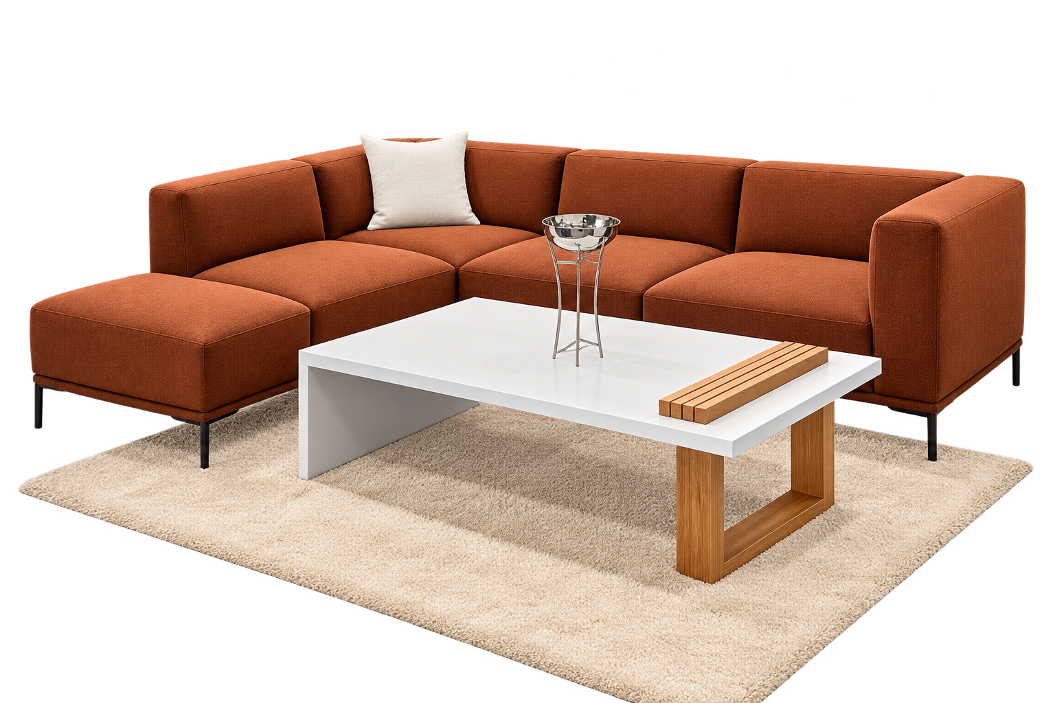 Burnt Orange Modular Corner Sectional