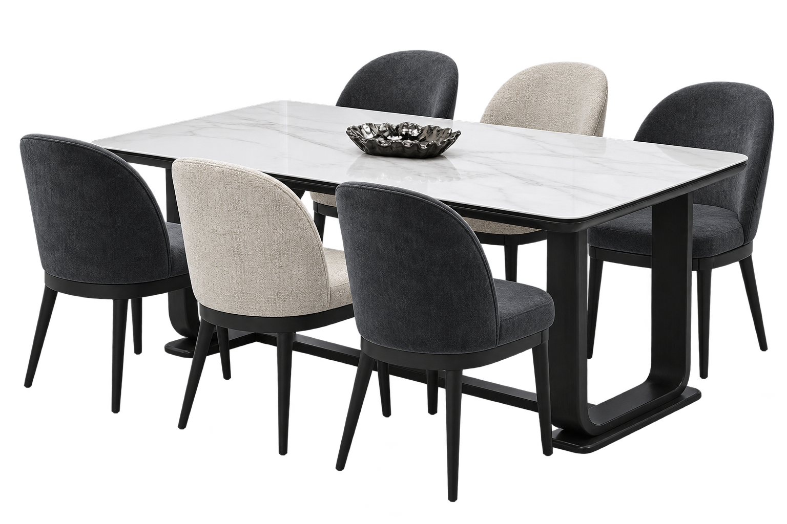 Noir Luxe Marble Dining Set