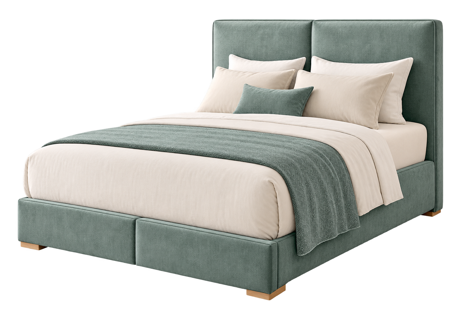 Sage Green Upholstered Platform Bed
