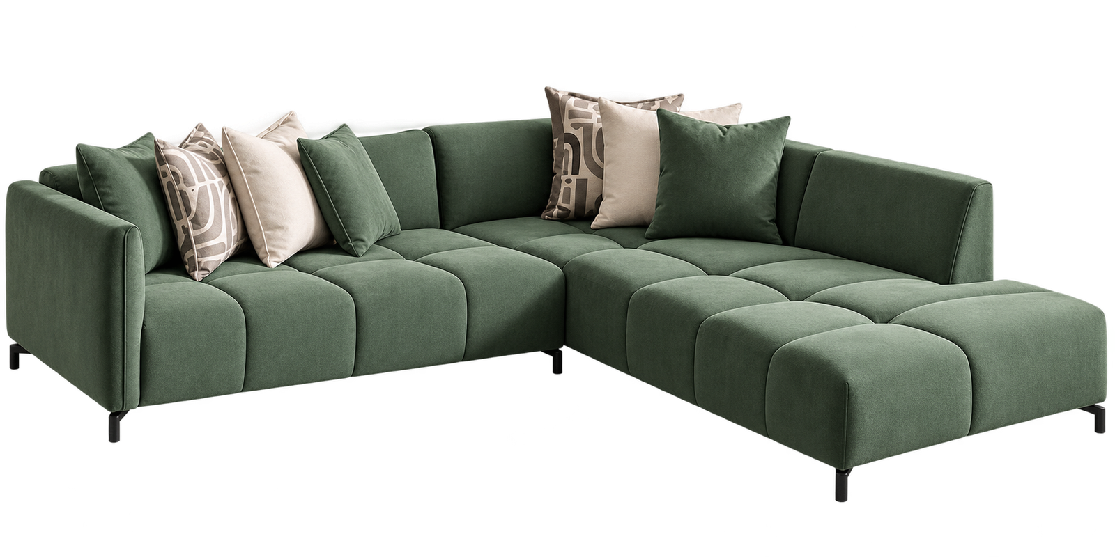 Olive Green Modular U-Shaped Sectional