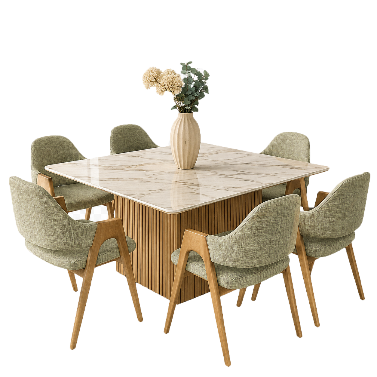 Sagewood Fluted Marble Dining Set